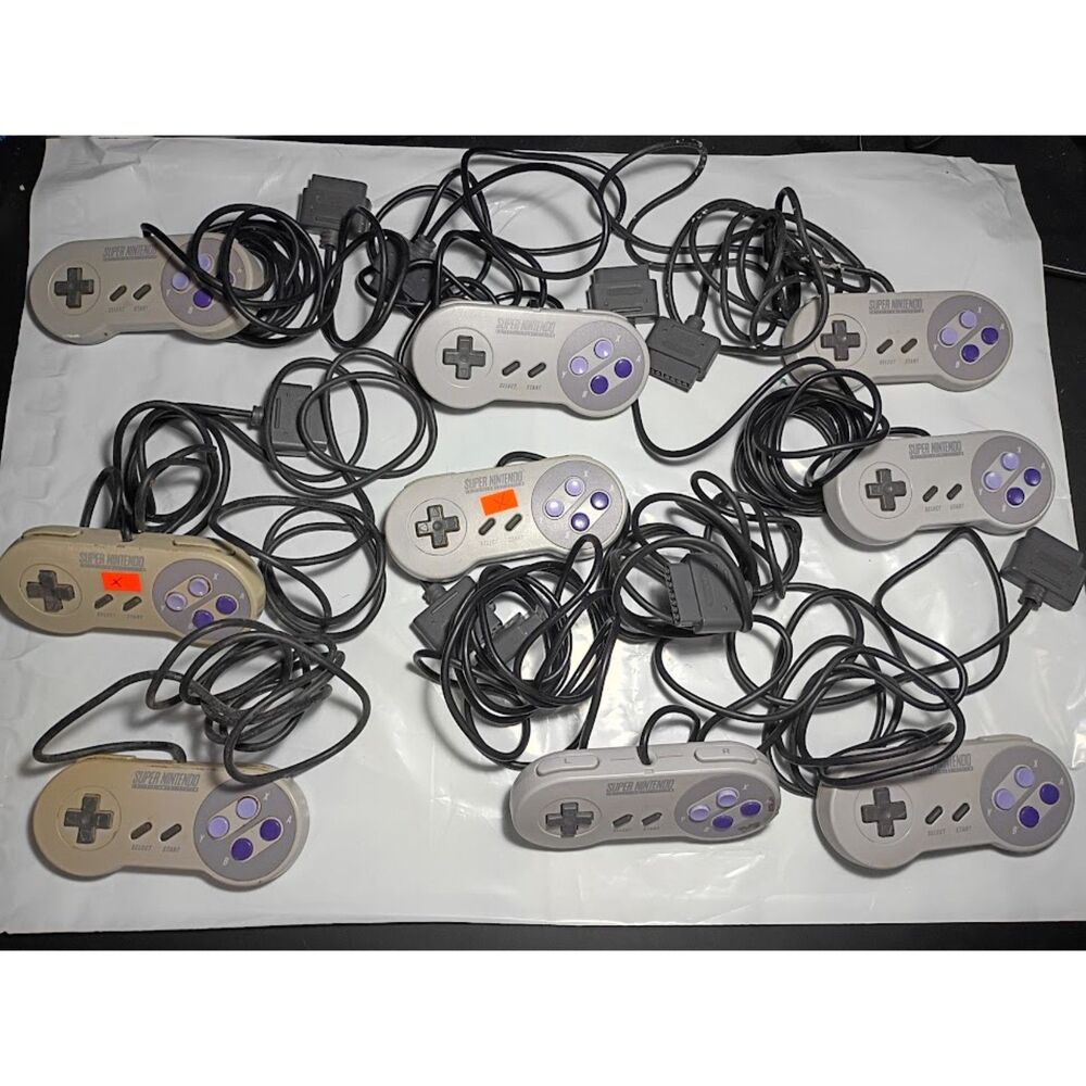 Lot Of 9 Official SNES Controllers Not Working Good For Parts